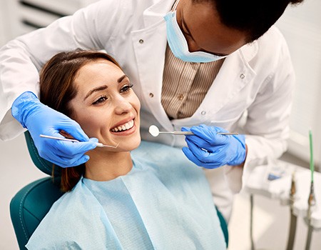 Patient smiling during dental checkup